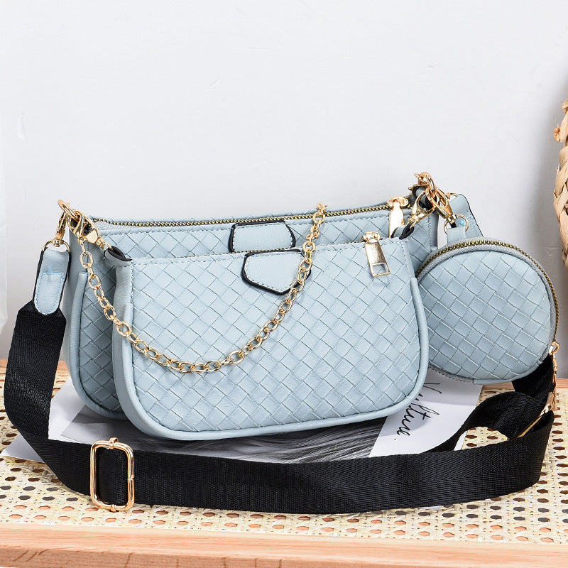 Fashion Woven Pattern PU Leather Crossbody Bag