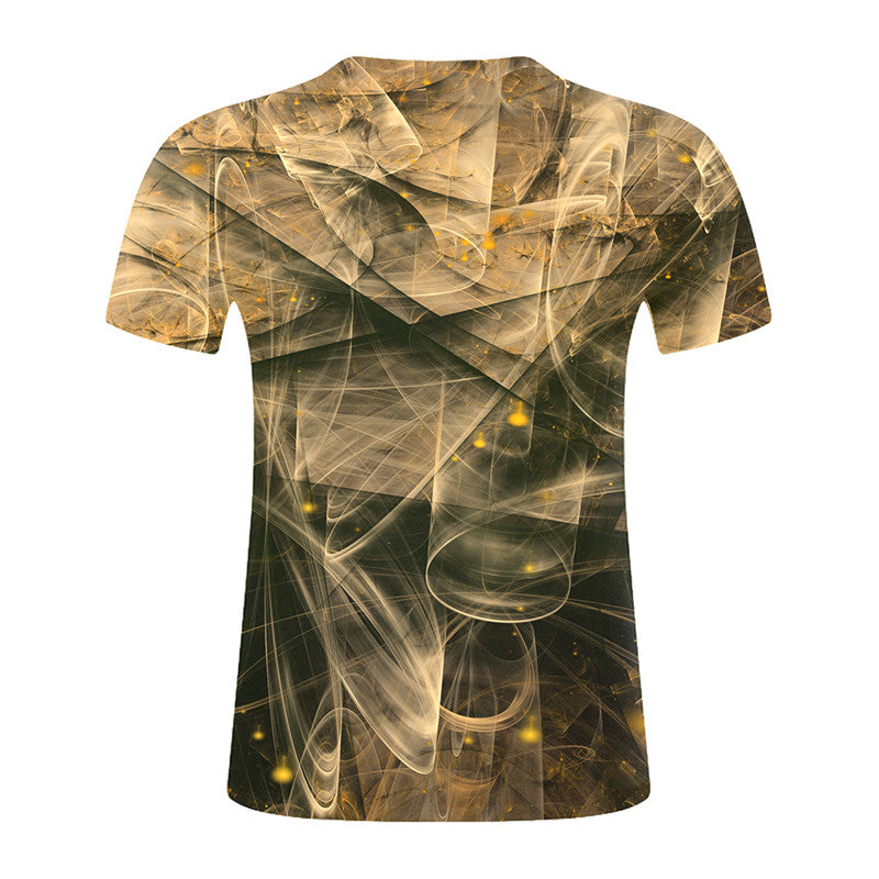 Abstract Twisted Swirl Digital Print Round Neck Short Sleeve T-Shirt