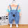 Children's Printed Striped Hooded Long Sleeved Sweater Denim Overalls