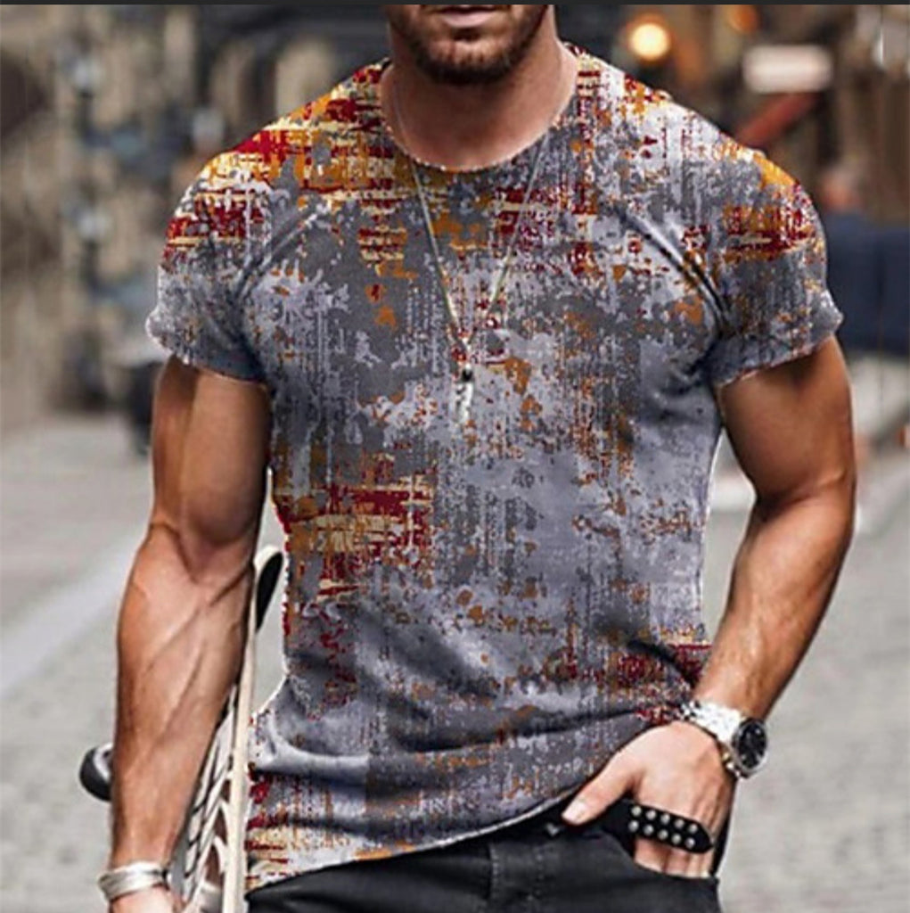 3D Digital Round Neck Short Sleeve T-Shirt