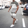Loose Casual Suit Colorblock Printable T-Shirt Short Suit