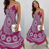 Summer Vintage Elegant Print V-neck Sleeveless Beach Party Long Dress
