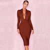 Long Sleeve Mid-length Skirt Banquet Party Bandage Dress