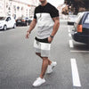 Loose Casual Suit Colorblock Printable T-Shirt Short Suit
