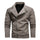Men PU Leather Jacket with Oblique Zipper and Large Lapel Collar